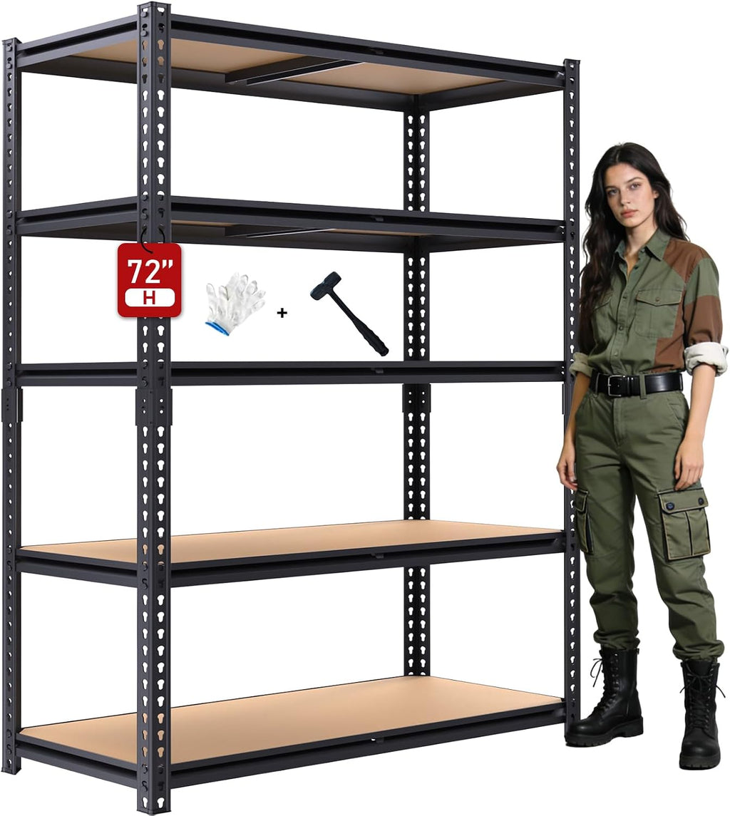 72" H Storage Shelves,Storage Shelves Heavy Duty,2400LBS Metal Shelving Units,Adjustable Garage Shelving Heavy Duty for Garage Storage,Warehouse