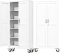 71" Metal Garage Storage Cabinet with Wheels and Locking Doors and Tall Rolling Steel Tool Cabinet with 4 Adjustable Shelves for Garage,Home,Office