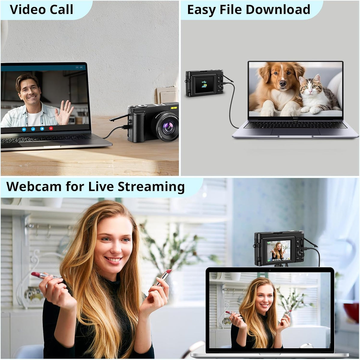 4K Digital Camera for Photography Autofocus, 2026 Latest 48MP Vlogging Camera for YouTube with SD Card, 2 Batteries, 3" 180°Flip Screen Compact