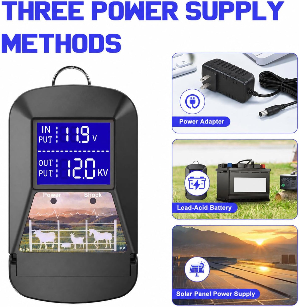 15 Miles 12KV Electric Fence Charger,3J Electric Fencing Kit