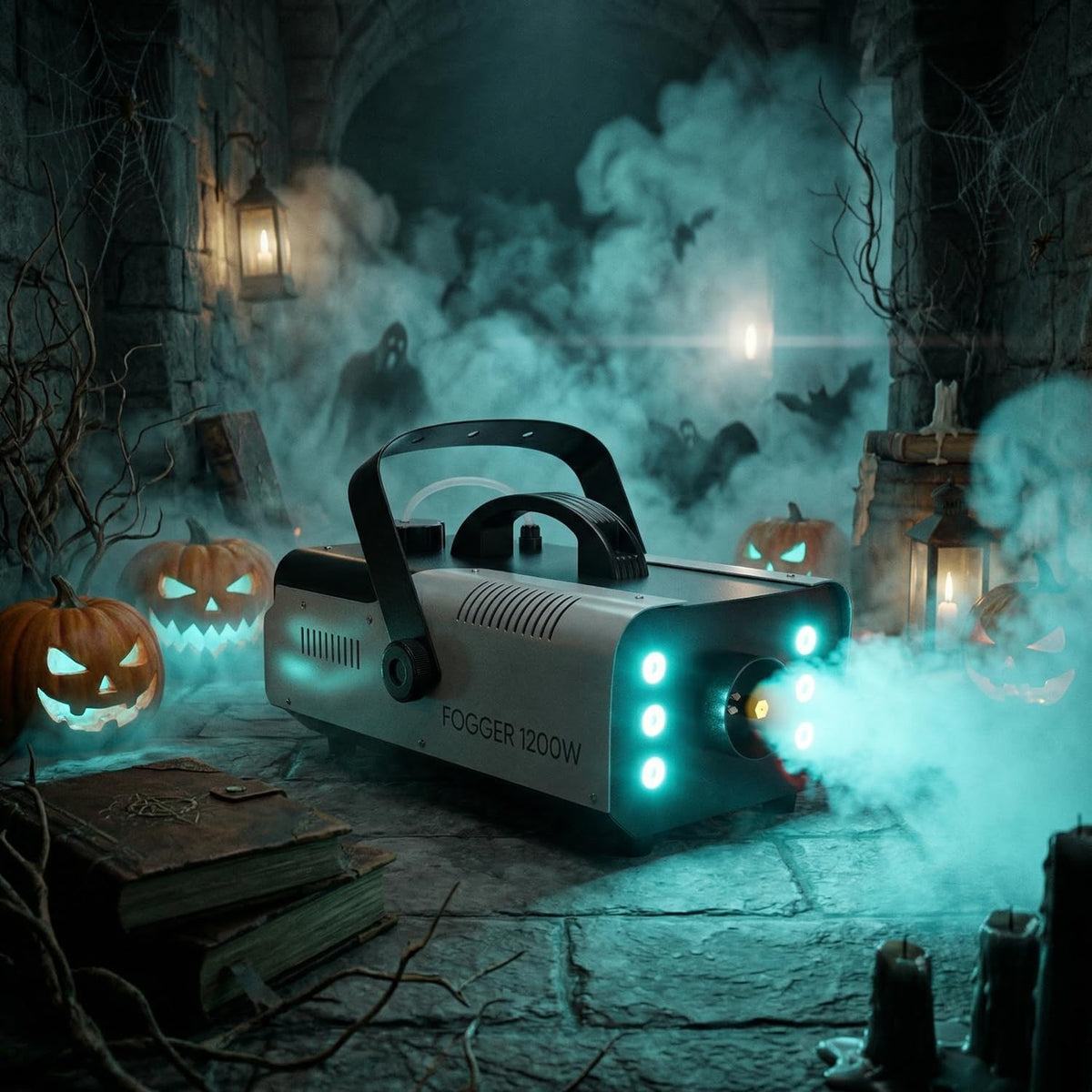 1200W Fog Machine, Halloween Smoke Machine with 14 Colors Lights & Wireless Remote Control, 6000CFM Haze Machine for Wedding, Party, Stage, Indoor