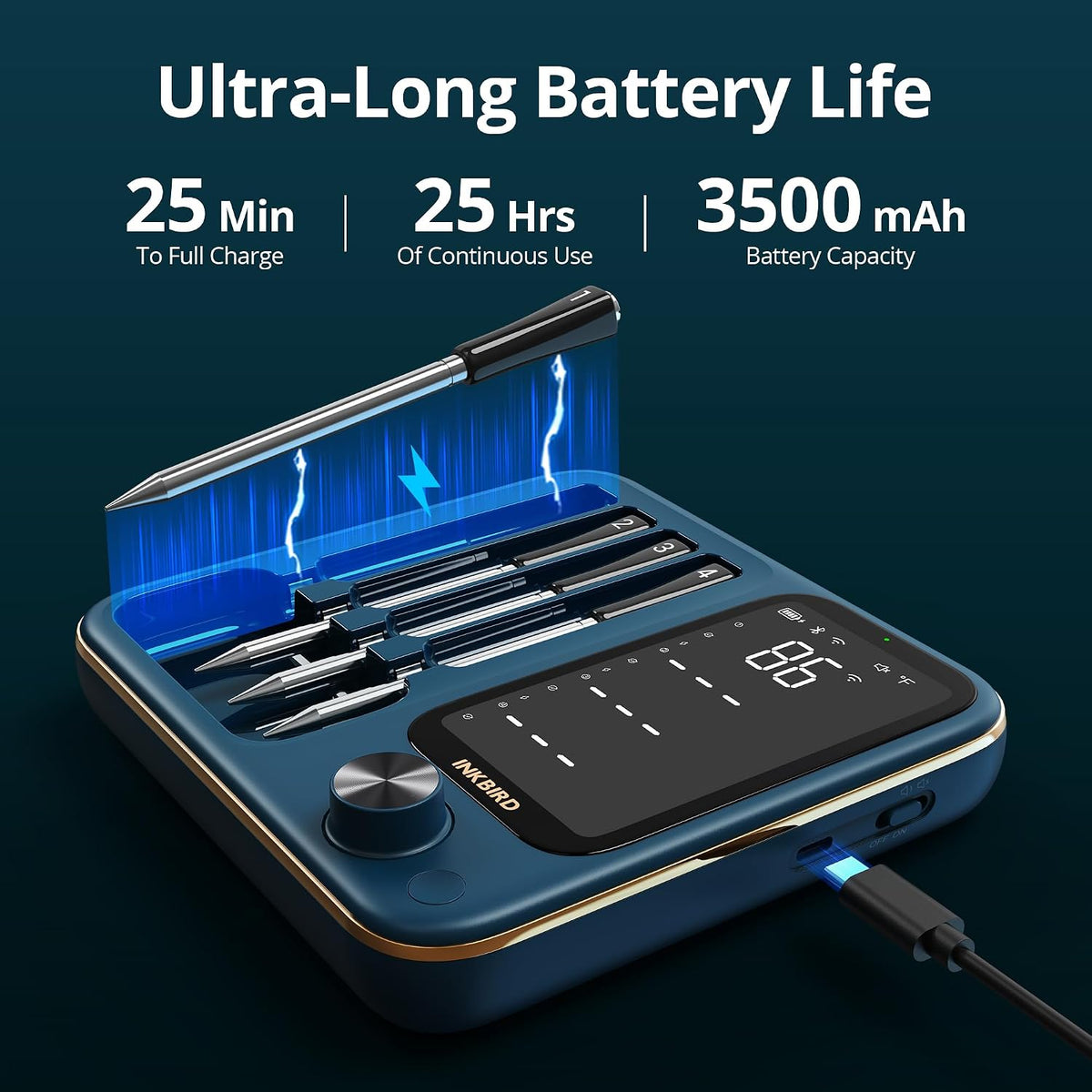 Wireless Meat Thermometer with WiFi 5G & Bluetooth 5.4, Smart Meat Thermometer for BBQ、Oven, Food Thermometer Digital with 4 Probes & 5 Sensors, NIST