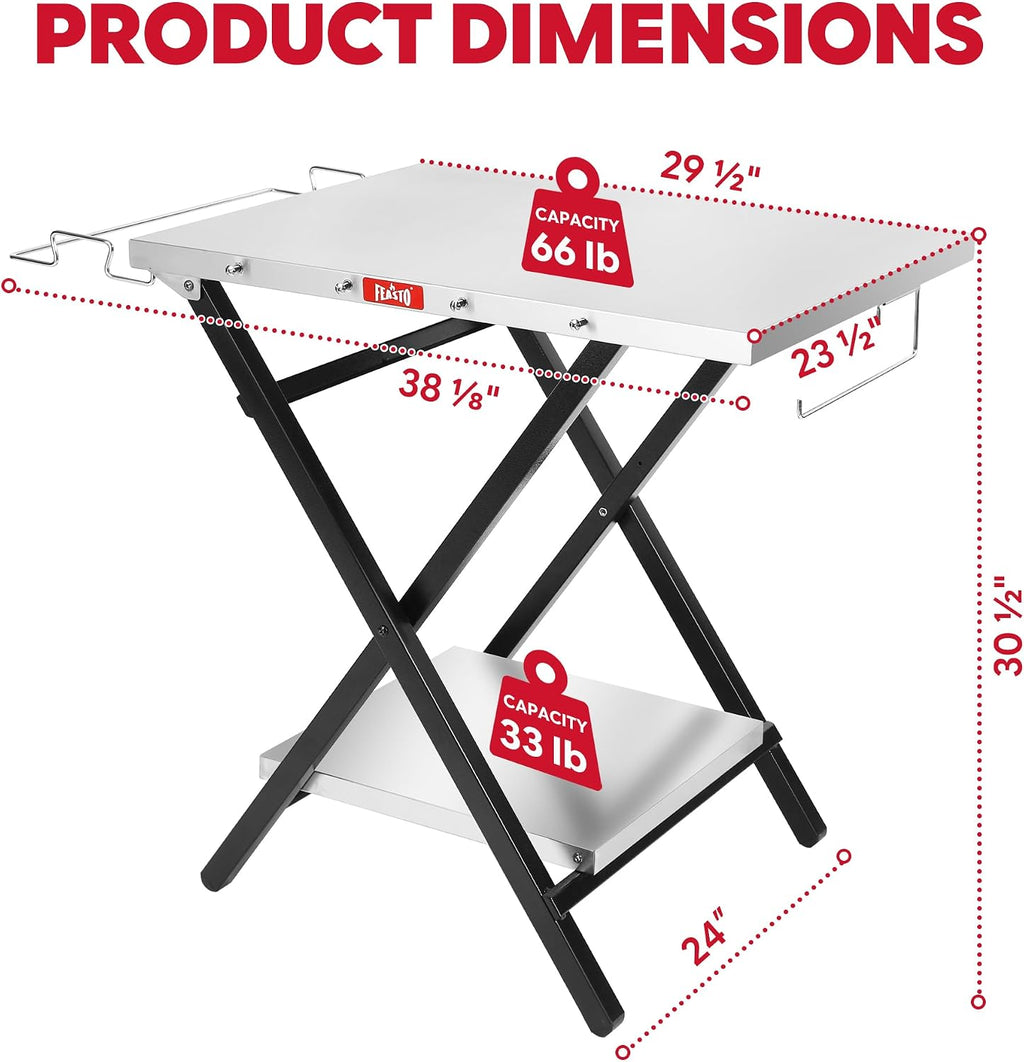 Feasto Outdoor Grill Table, Folding Prep Table, 30" x 24", Stainless Steel