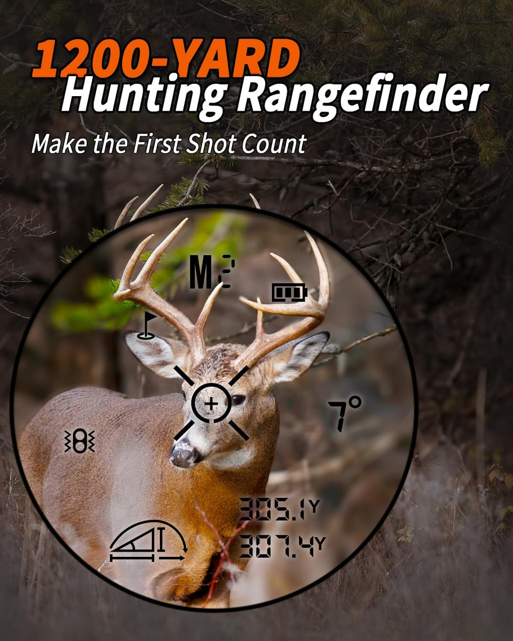 WOSPORTS 1200 Yards Hunting Rangefinder,Archery Rangefinder - Laser Range Finder for Hunting Golf with Speed, Scan and Normal Measurements
