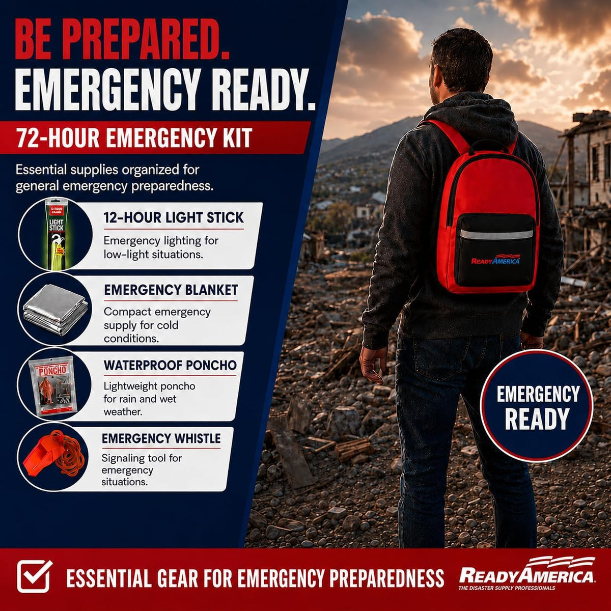 Ready America 70285 Deluxe 2-Person 3-Day Emergency Backpack