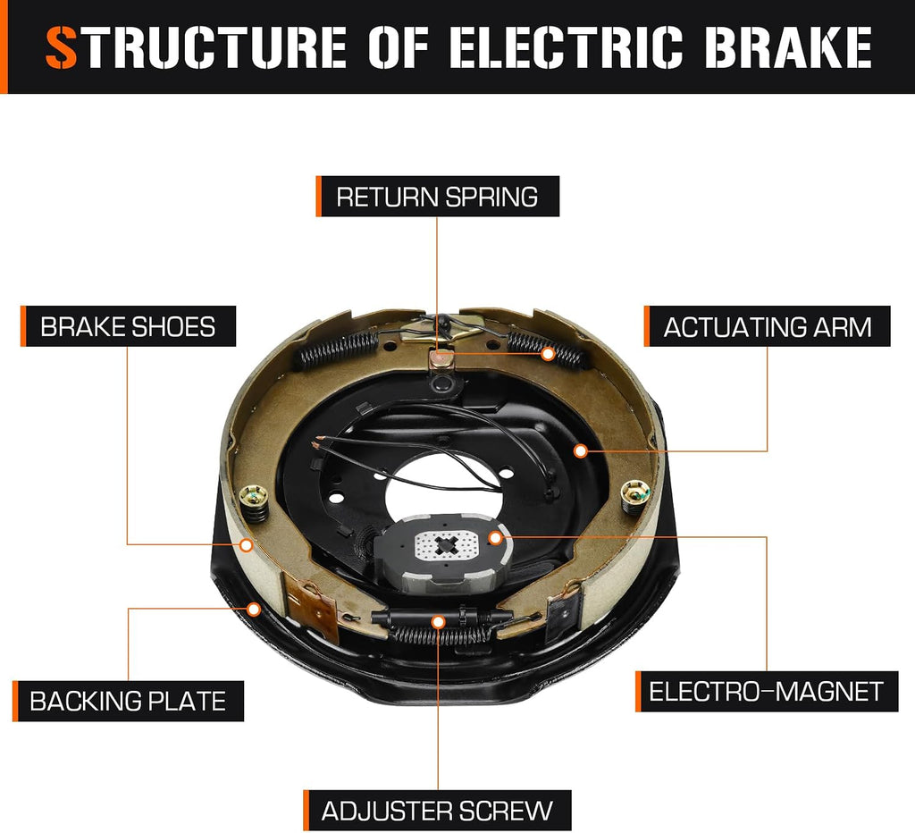 2Pcs 12" x 2" Electric Trailer Brake for 5,200lbs 6,000lbs 7,000lbs Left and Right