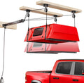 Truck Cap Hoist System for Garage Ceiling, Smart 4-Point Self-Leveling Garage Hoist with 8:1 Pulley Lift System, Easy One-Person Overhead Garage