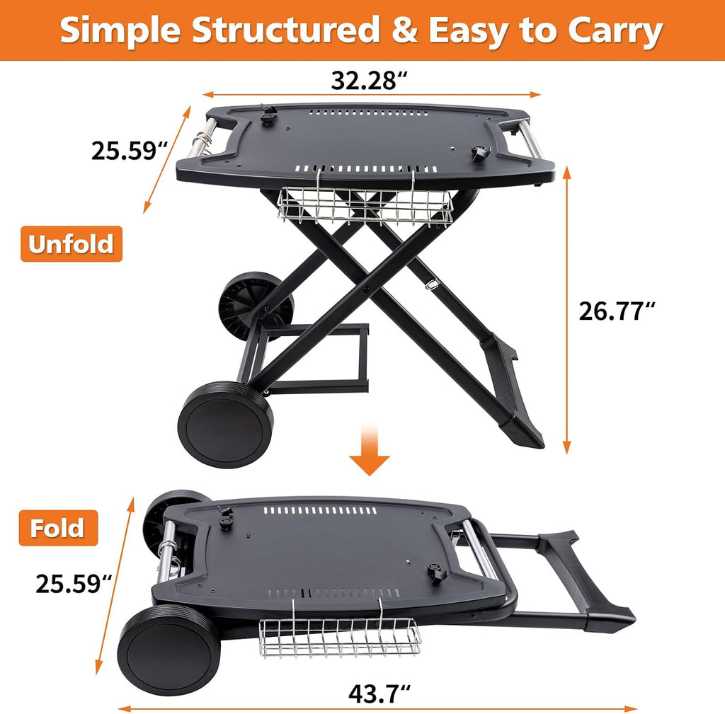 Portable Grill Cart for Weber Q1200, Q1000, Q2200, Q2000