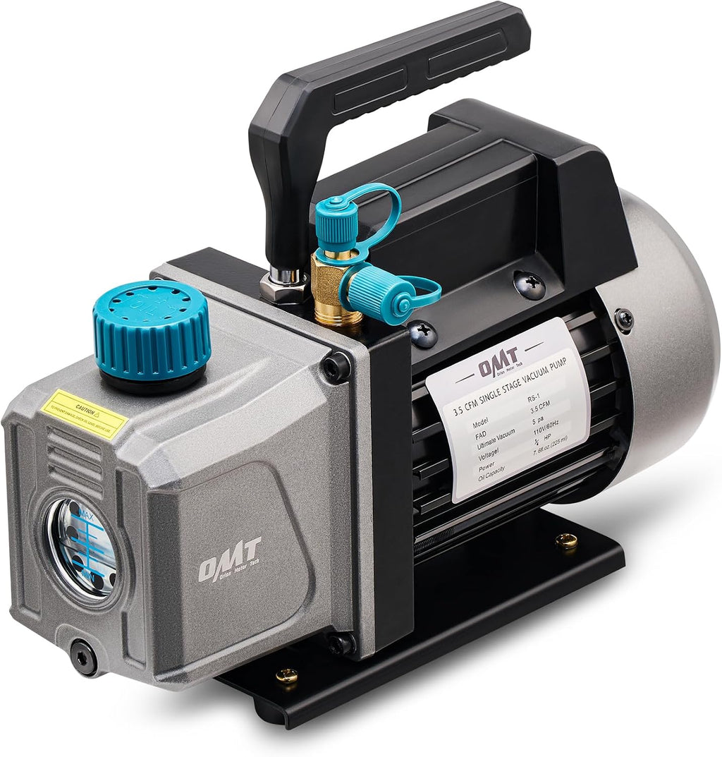 OMT 3.5 CFM Single Stage Vacuum Pump for R134a R410a R22 Auto AC HVAC Kit