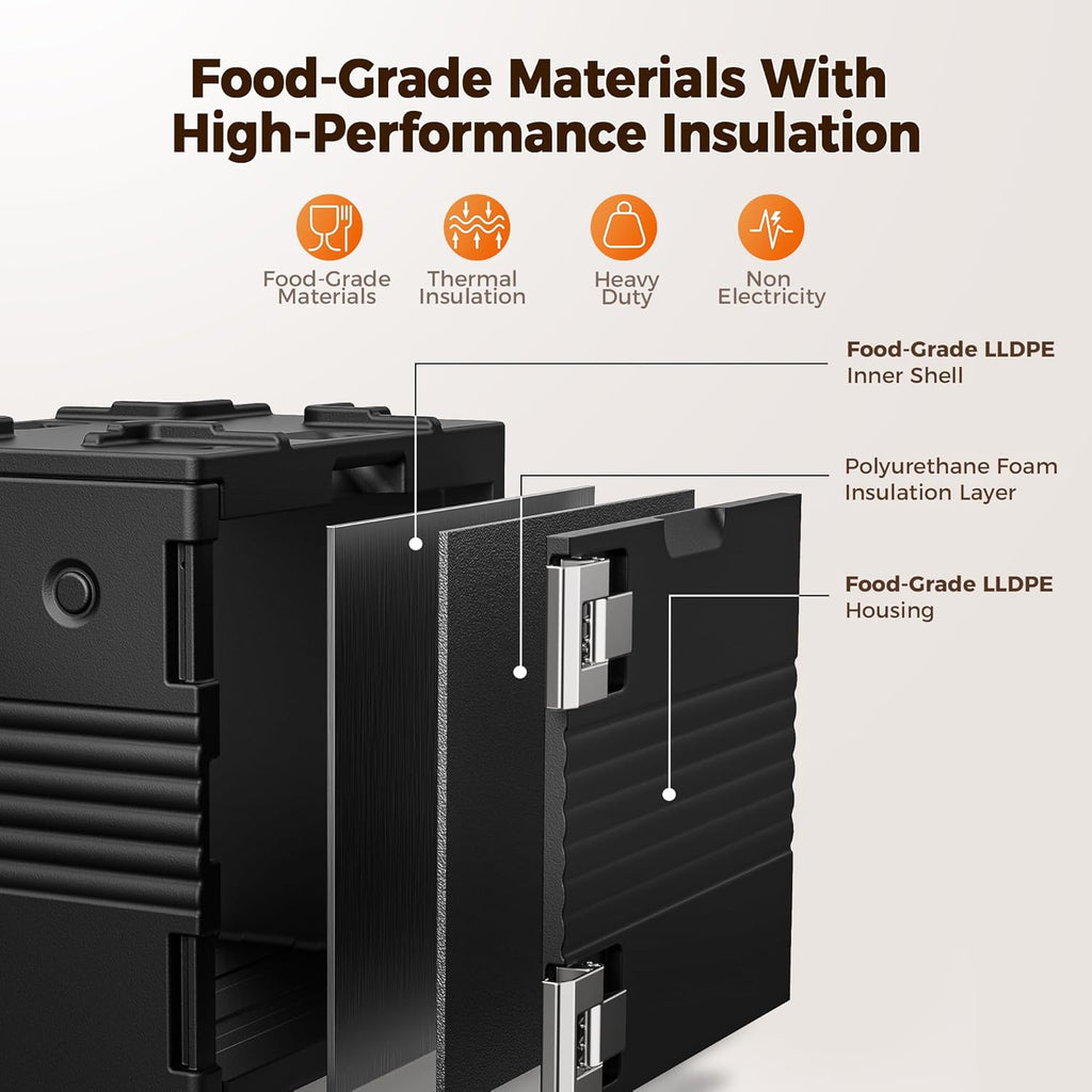 CAMMOO NSF 95Qt Food Warmer with Wheels & 304 Stainless Steel Latch