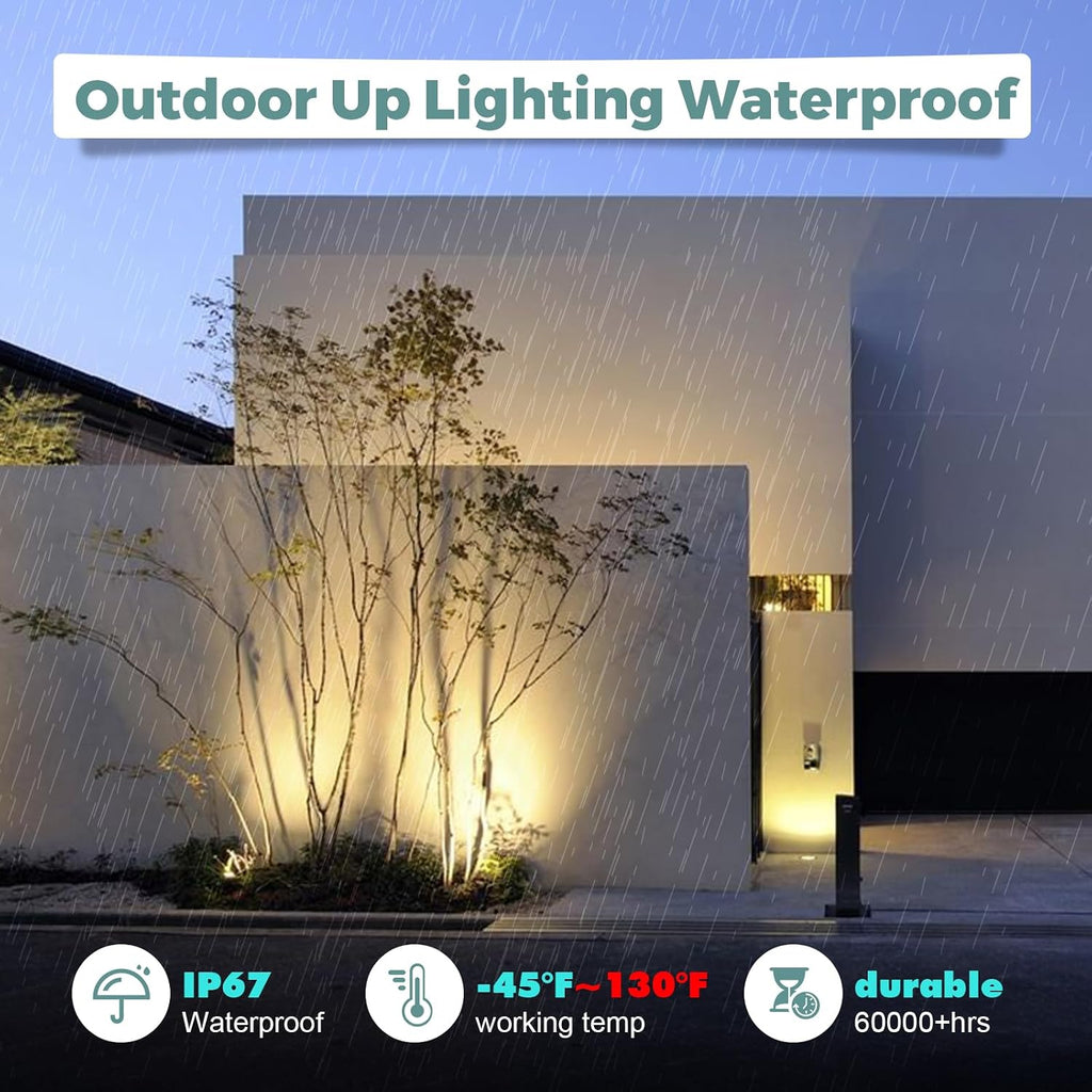 Gardencoin Low Voltage Landscape LED Well Lights, 12V in Ground Lights Outdoor IP67 Waterproof, 5" Tall Wired Landscape Up Lighting, Included