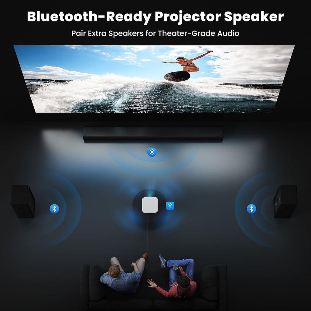 4K Outdoor Projector with Wifi and Bluetooth, Built-in Apps, Smart Projector with Auto Focus & Keystone, 1500 ANSI Lumens and 300" Movie Projector