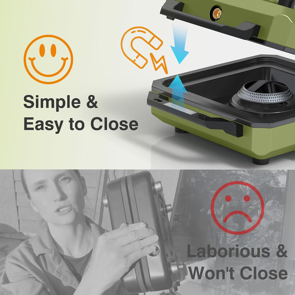 2 Burner Camping Stove with Windshield, 20000 BTU Propane Camp Stove, Portable Folding Gas Stove, Camping Essentials Gear Includes Frying Pan, Coffee