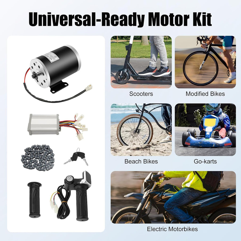48V 1000W Brushed Motor Kit, Electric Dc Motor Kits 3000rpm with 26A Infinitely Adjustable Speed Controller Throttles with LED Display for Scooters