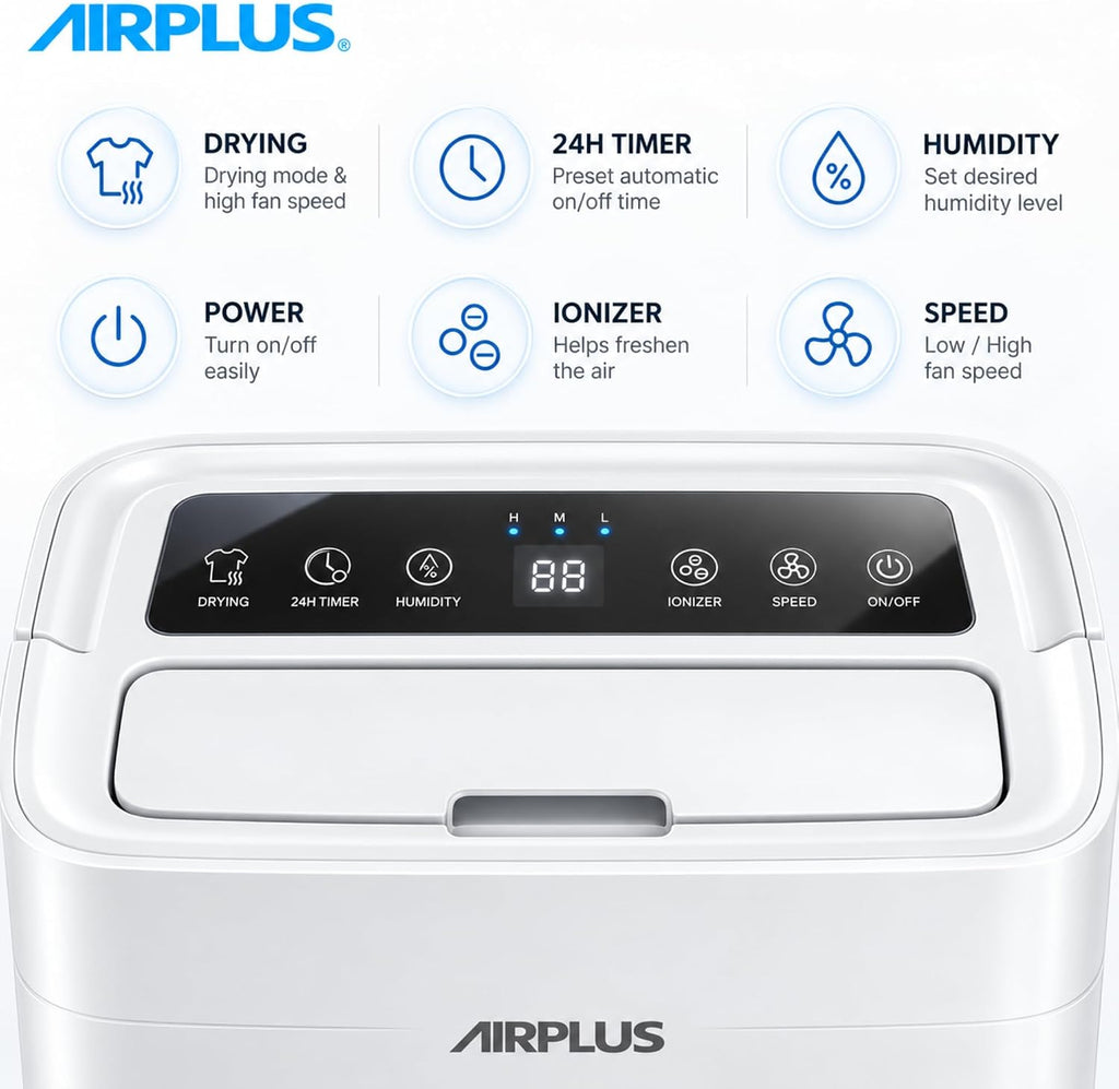 AIRPLUS Max 70 Pint Quiet Dehumidifier for Home Bedroom up to 4500 Sq Ft
