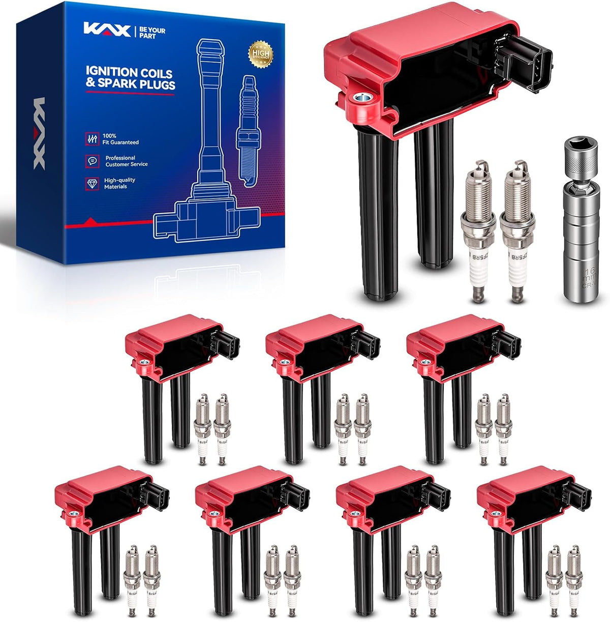 KAX 8 Ignition Coils & 8 Spark Plugs Set for 5.7L HEMI Dodge Ram 1500