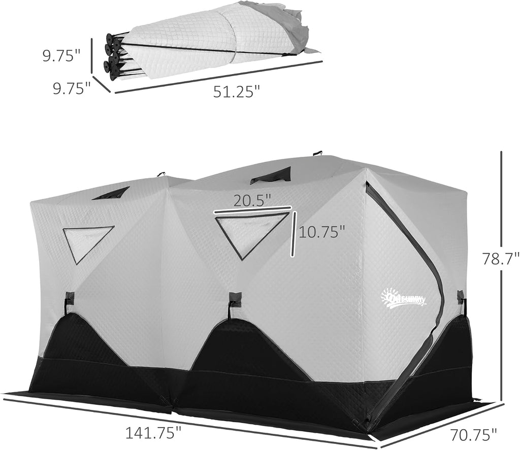 Outsunny 2/4/8 Person Pop-up Insulated Ice Fishing Tent