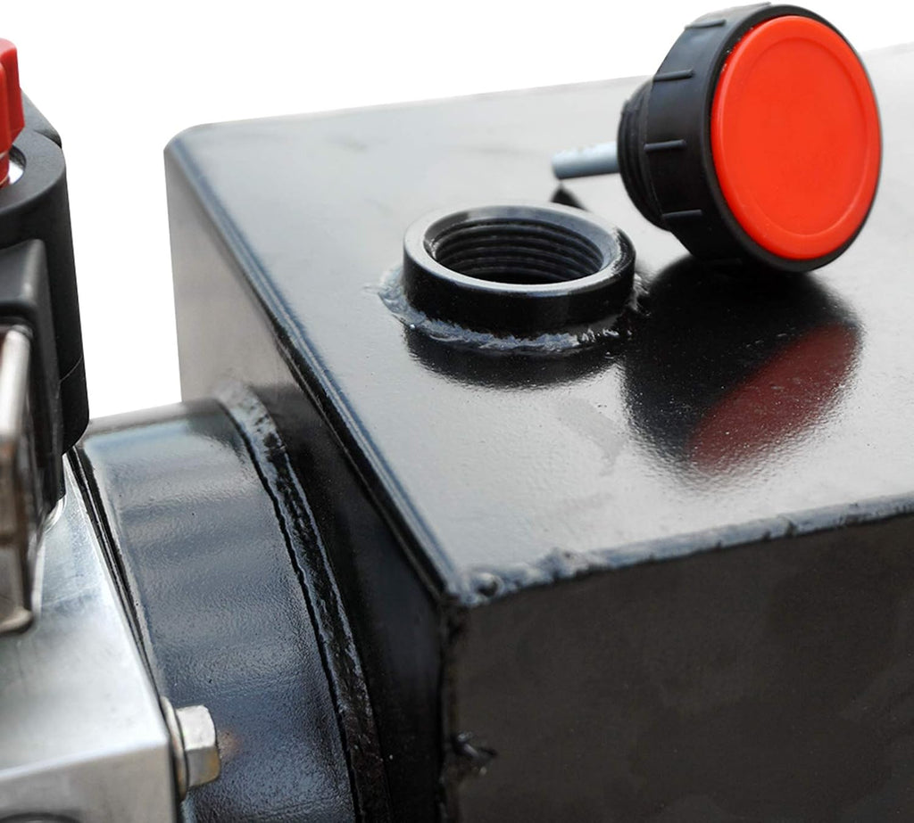 DC HOUSE Trailer Pump 4 Quart 12V Electric Hydraulic Power Double Acting Power-Up Supply Unit for Dump Truck(4 Quart Double Acting)