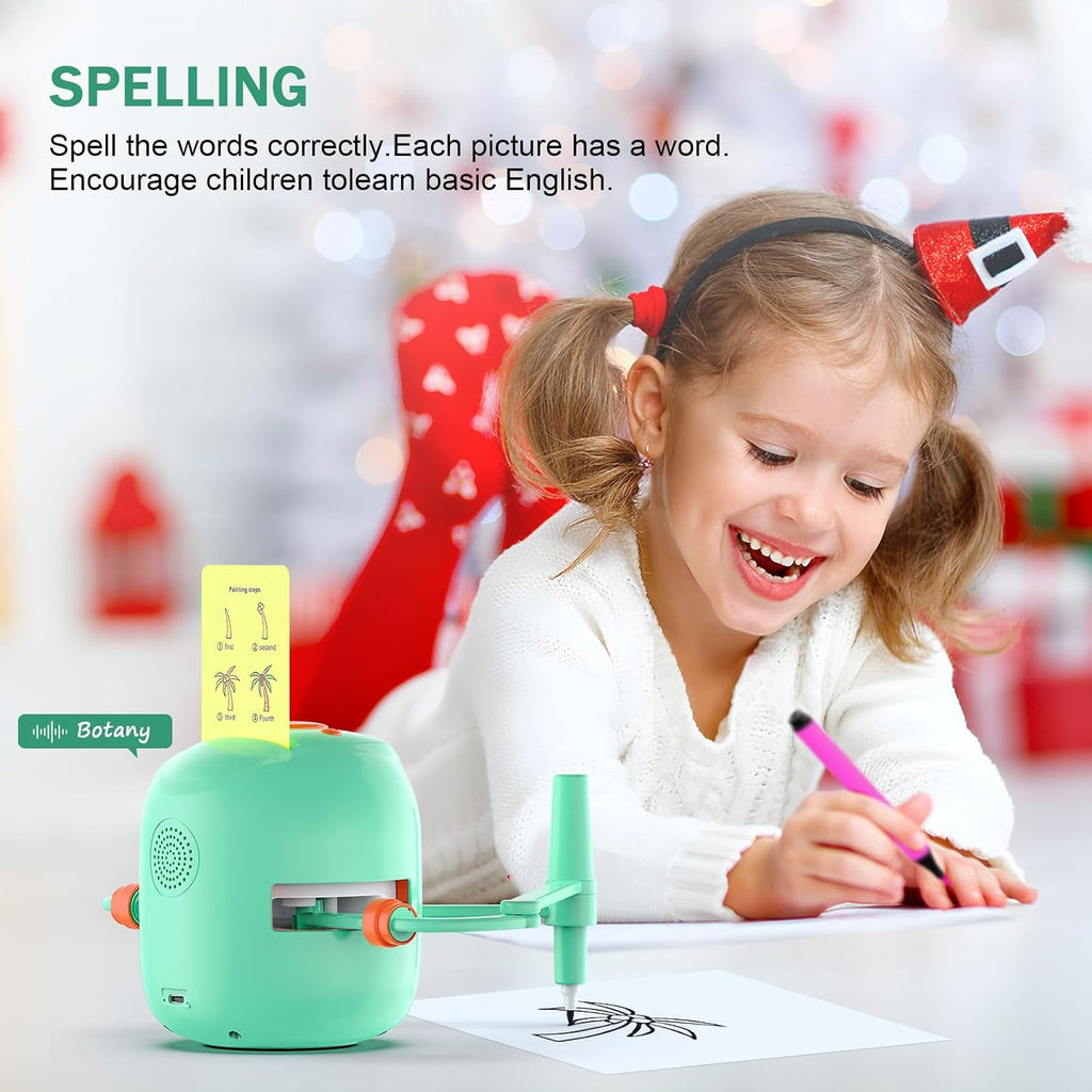 Smart Drawing Robot for Kids,Montessori Educational Painting Toy for 5+ with Voice Interaction&16 Color Pens,Magic Drawing Robot with 150 Learning