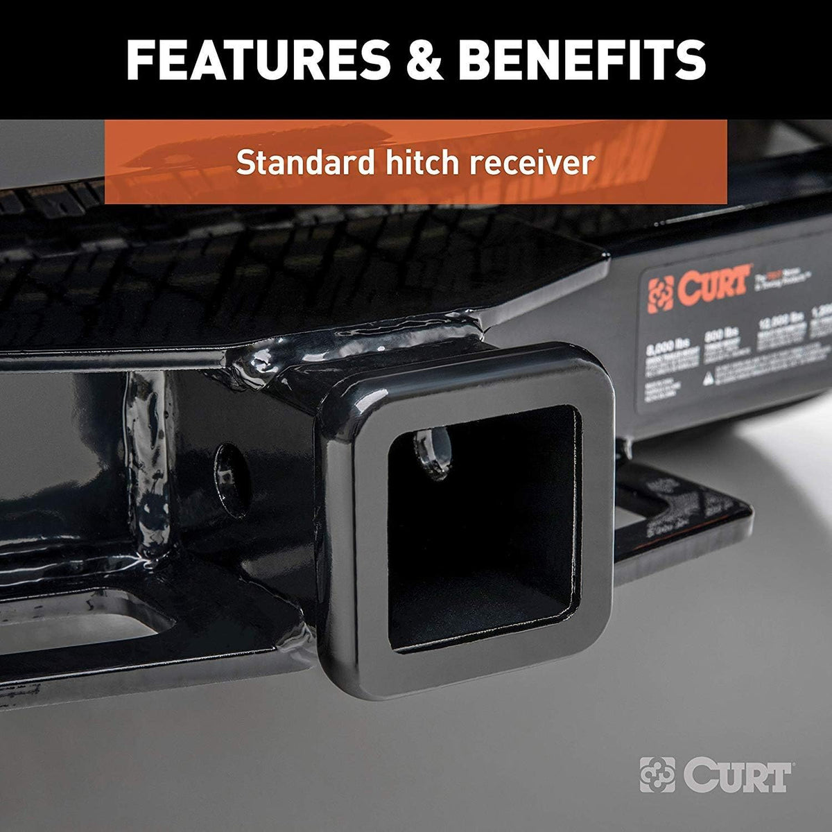 CURT 13392 Class 3 Trailer Hitch, 2" Receiver, Fits 2007-2018 Jeep Wrangler JK, 2018-2026 Wrangler JL, 5,000 lb GTW, 500 lb TW, 5,000 lb WD, Custom