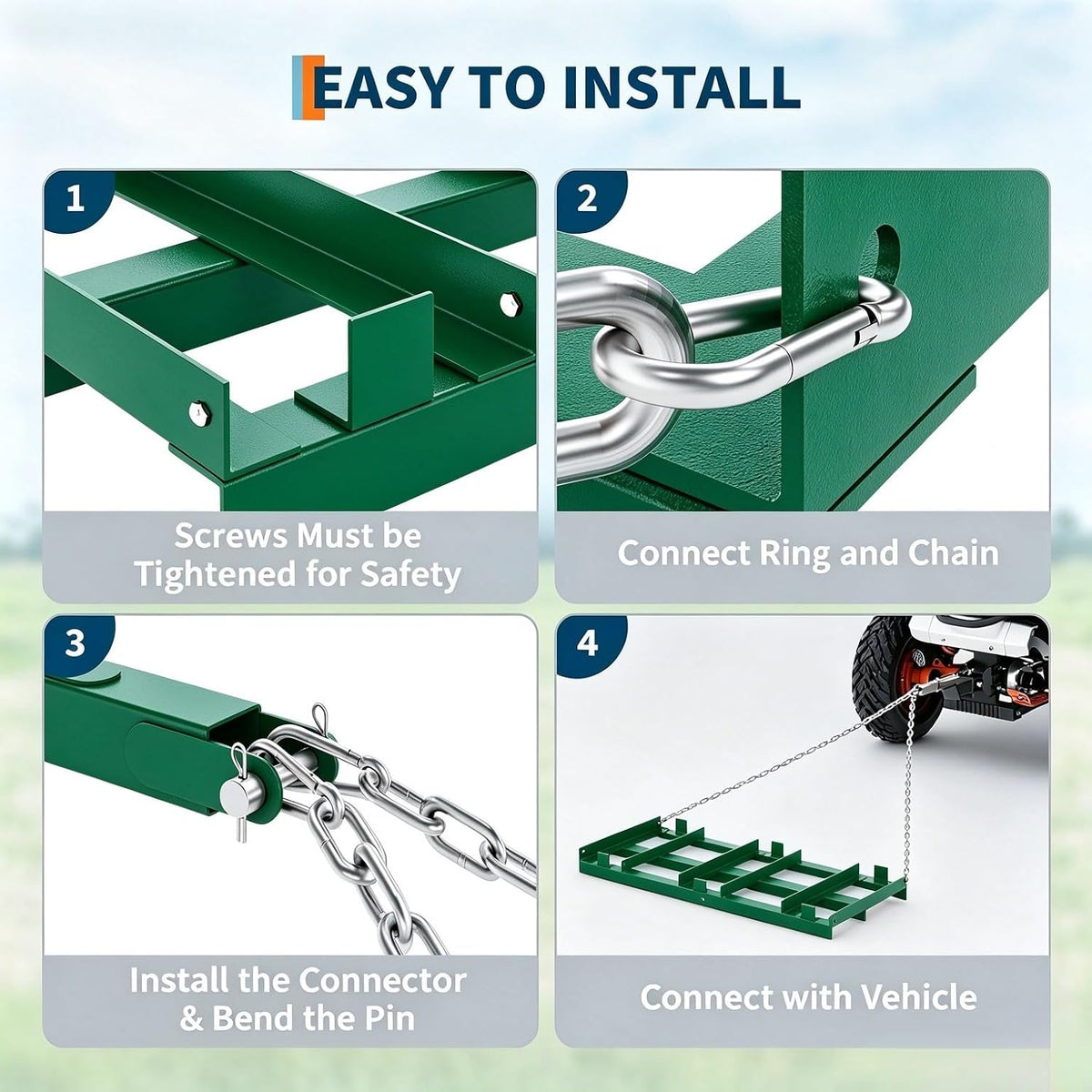 Garvee 6 FT Drag Harrow Driveway Grader, Tow Behind Lawn and Power Rake