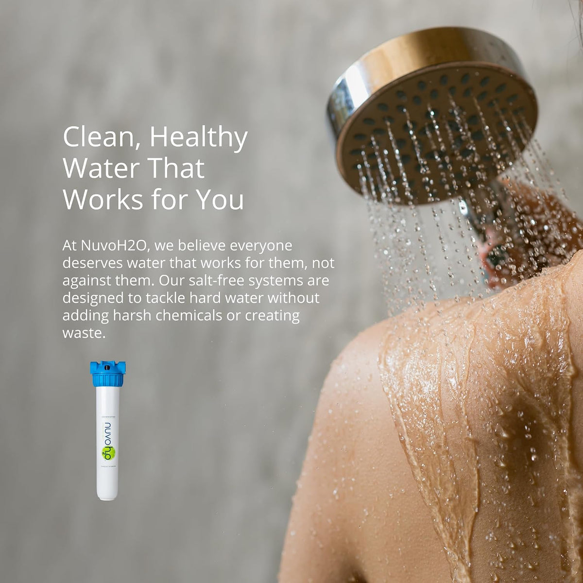 NuvoH2O Replacement Cartridge for Home System, Citrus Filtered, Salt-Free Water Filter System + Water Softener – Healthy & Pure Water – Removes Hard