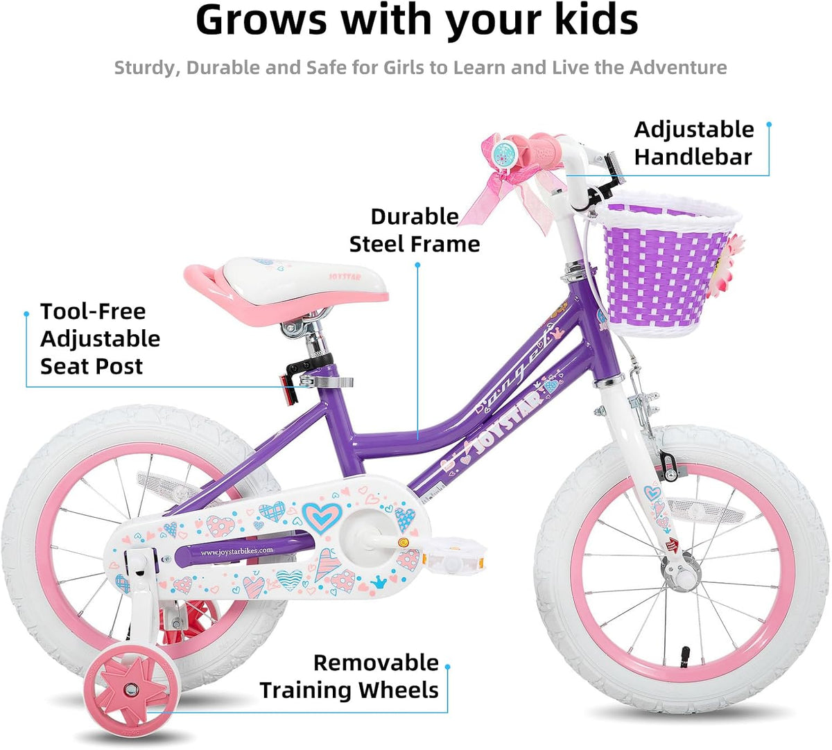 JOYSTAR Angel Girls Bike for Toddlers and Kids Ages 2-12 Years