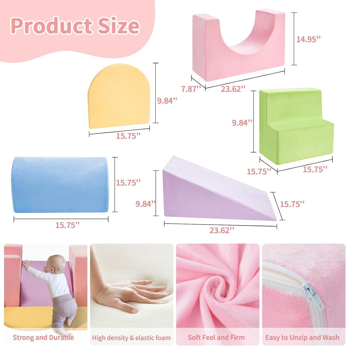 Soft Toddler Climbing Toys Indoor, Baby Play Foam Blocks for 1-3