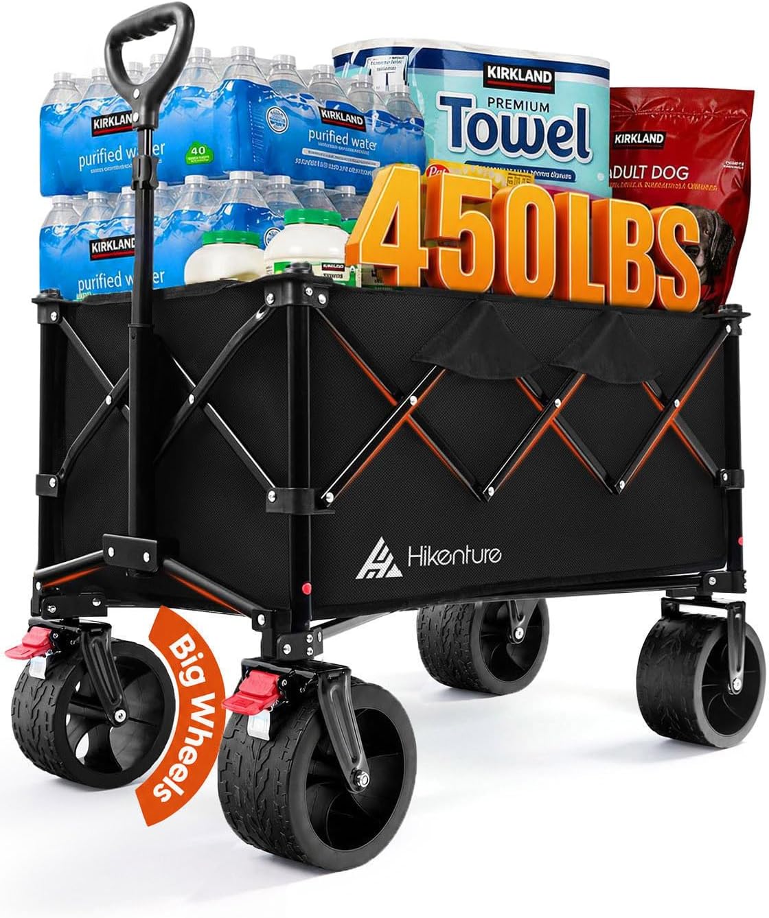 Hikenture Wagons Carts Foldable, 450 LBS Capacity Collapsible Beach Wagon