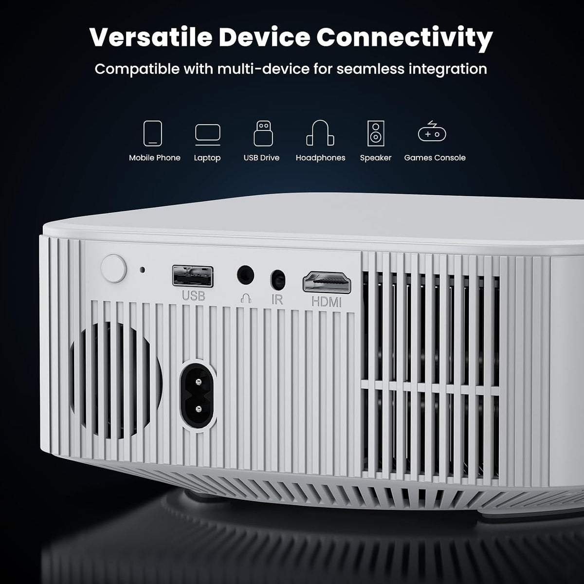 4K Outdoor Projector with Wifi and Bluetooth, Built-in Apps, Smart Projector with Auto Focus & Keystone, 1500 ANSI Lumens and 300" Movie Projector