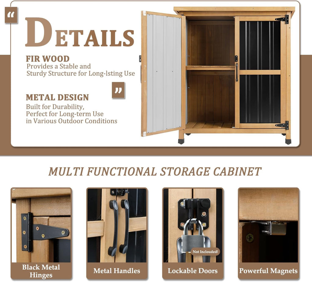 PetsCosset Small Outdoor Storage Cabinet Weatherproof with Lockable Doors