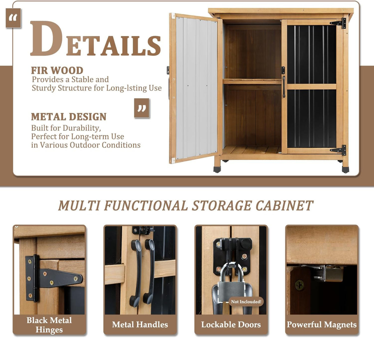 PetsCosset Small Outdoor Storage Cabinet Weatherproof with Lockable Doors