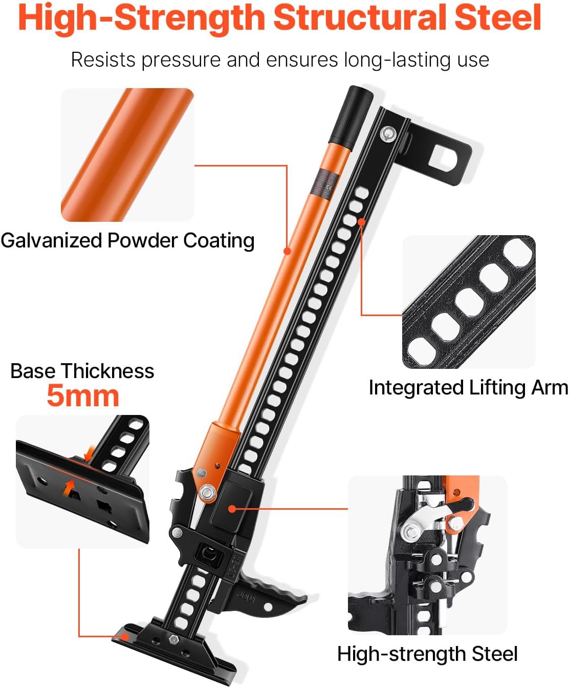 VEVOR Farm Jack, 33" Utility High Lift Farm Jack, 3.18 Ton (7,000 lbs) Capacity Ratcheting Off Road Utility Jacks, Heavy-Duty Lift Jacks with 5.12"
