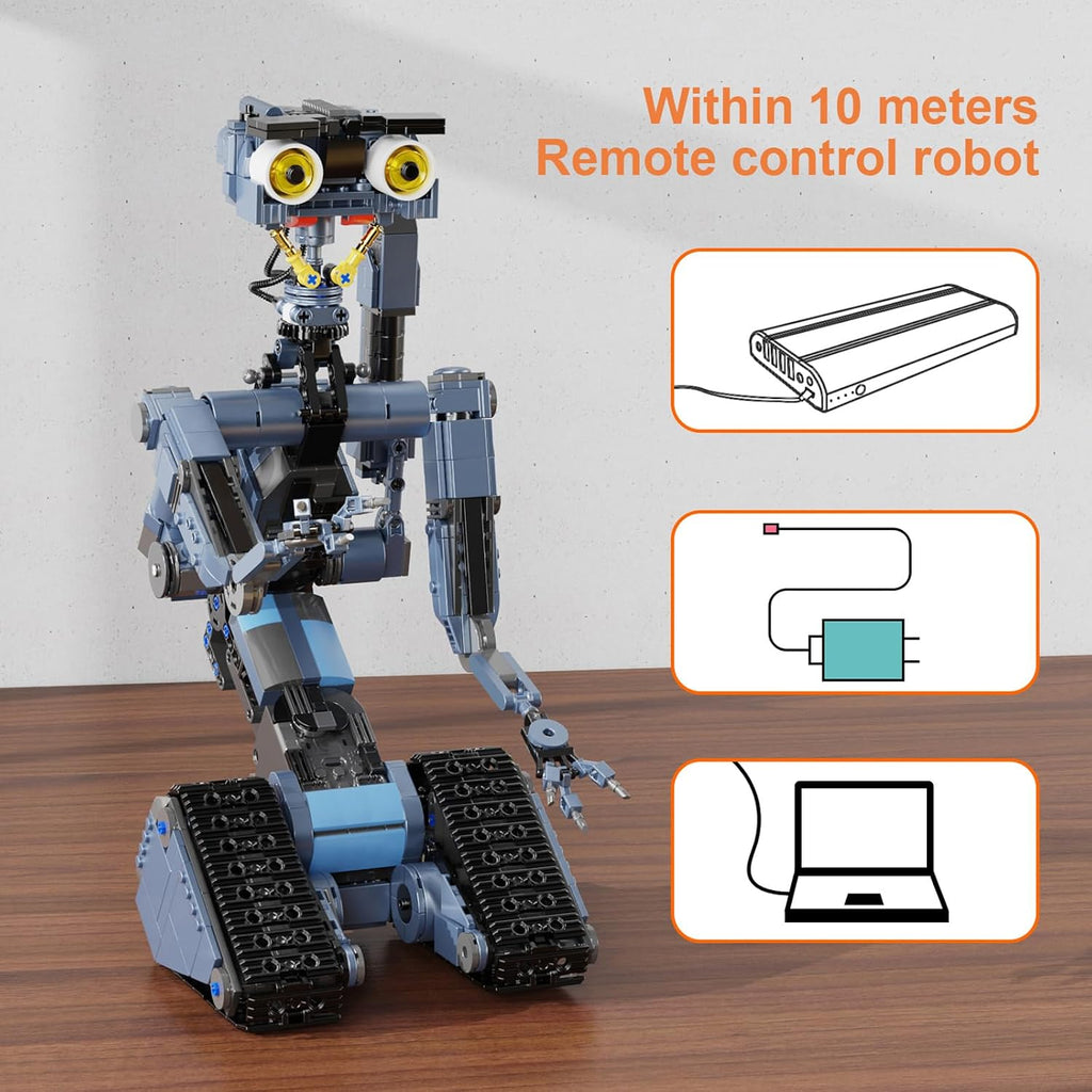 iATOM 1176 Pieces Johnny 5 Robot Building Set with Remote Control - Rechargeable, Gift for Adults Men, STEM Tech Movie Robotic Figure Model Kit