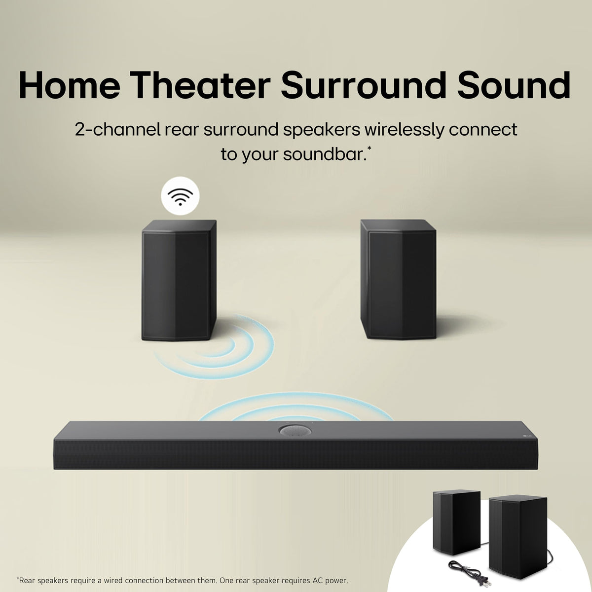 LG S40TR 4.1 ch. Home Theater Soundbar with Rear Surround Speakers and Wireless Subwoofer, Wow Interface, Dolby Audio, AI Sound Pro - Black