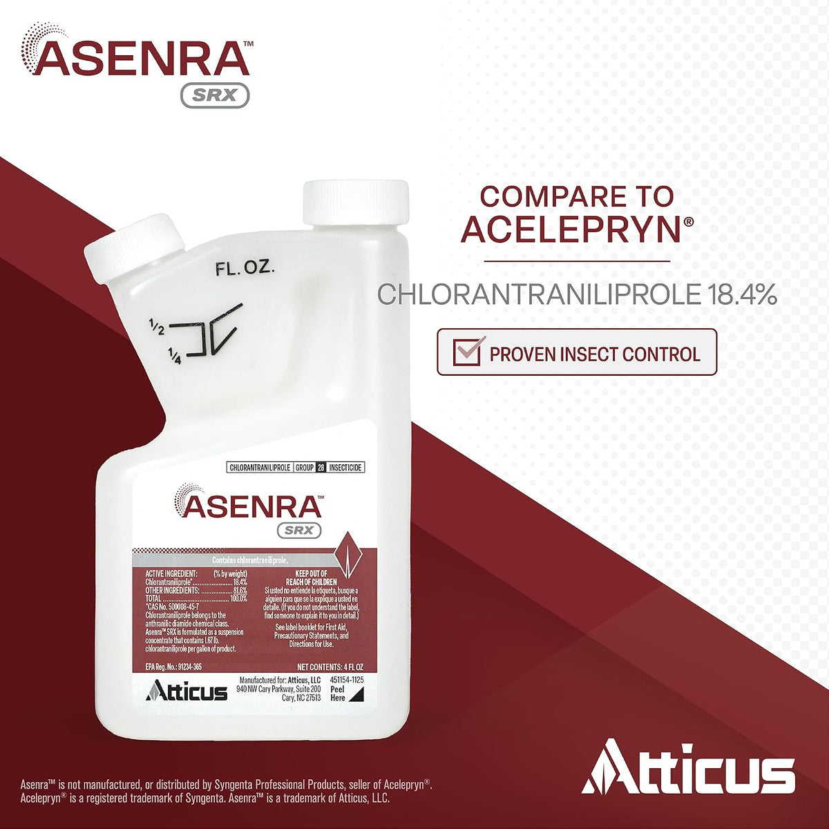 Atticus Asenra SRX (4oz) Chlorantraniliprole Grub/Armyworm Insecticide