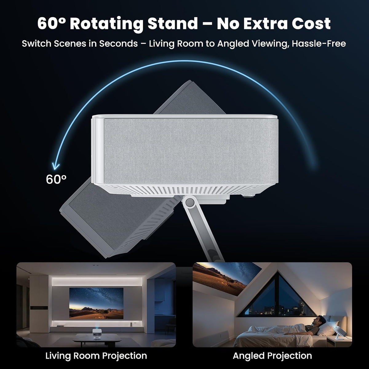 4K Outdoor Projector with Wifi and Bluetooth, Built-in Apps, Smart Projector with Auto Focus & Keystone, 1500 ANSI Lumens and 300" Movie Projector