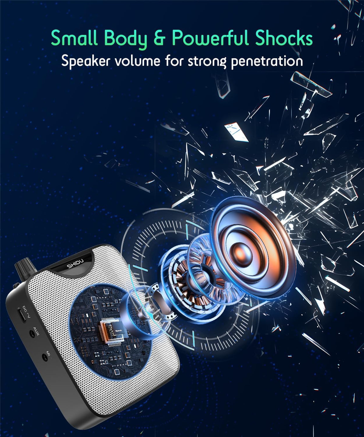 SHIDU 35W Voice Amplifier for Teachers Bluetooth Wireless Lavalier Mic
