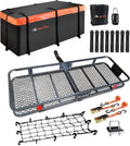 Hitch Mount Cargo Carrier Rack Basket 60"*20"*6"+Waterproof Bag 16 Cu.Ft.