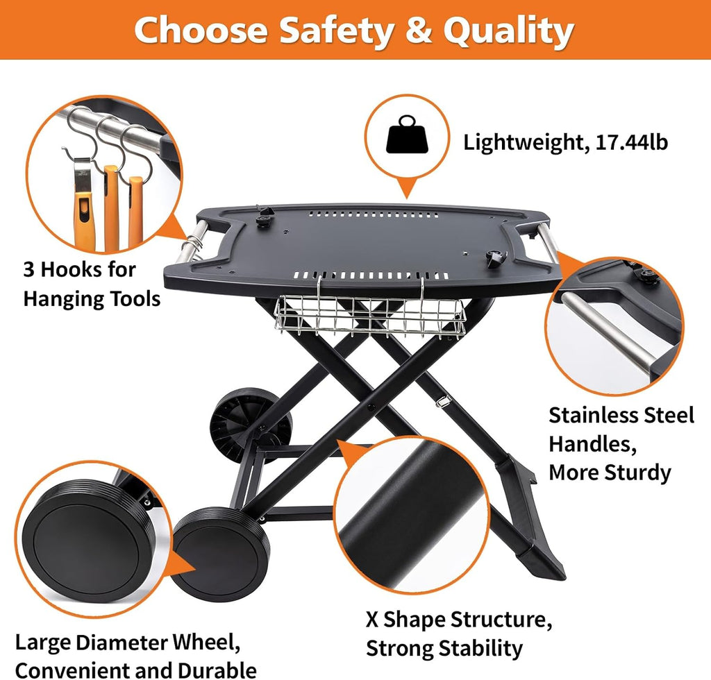 Portable Grill Cart for Weber Q1200, Q1000, Q2200, Q2000