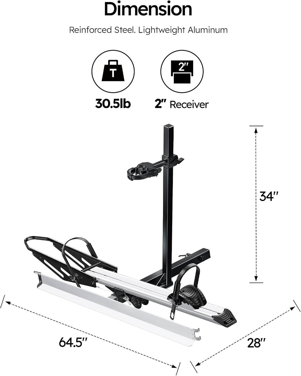 Young Hitch Mount Single Bike Rack with Ramp, 100 lbs Capacity