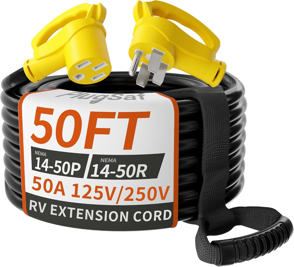 PlugSaf 50 FT 50 Amp RV/EV Extension Cord Outdoor, 125/250V 6250/12500W STW
