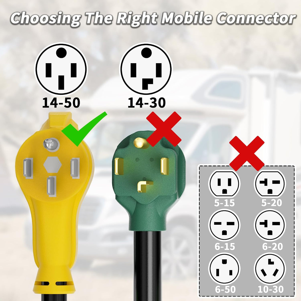 PlugSaf 50 FT 50 Amp RV/EV Extension Cord Outdoor, 125/250V 6250/12500W STW