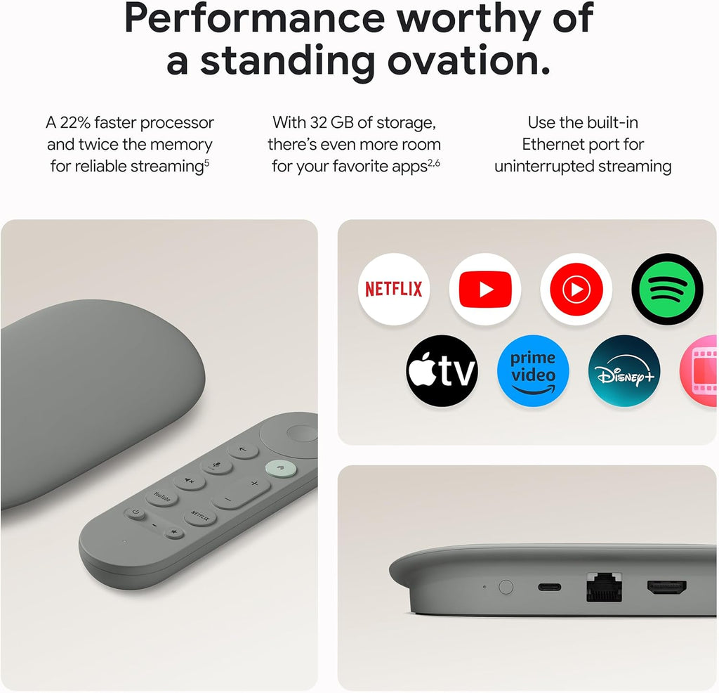 Google TV Streamer 4K - Fast Streaming Entertainment on Your Device with Voice Search Remote - Watch Movies, Shows, Live, and Netflix in HDR - Smart