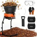 MAXLANDER Electric Leaf Mulcher/Shredder, 15 Amp 8400 RPM, 18:1 Ratio, Adjustable Dial, with Goggles, Leaf Scoops/Gloves, 20 Cutting Lines-Portable
