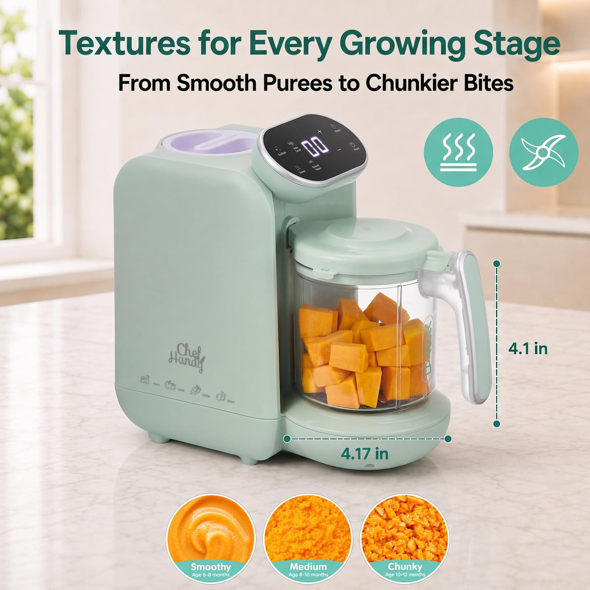 Chefhandy Baby Food Maker, Stainless Steel Steam Basket, Steamer & Blender
