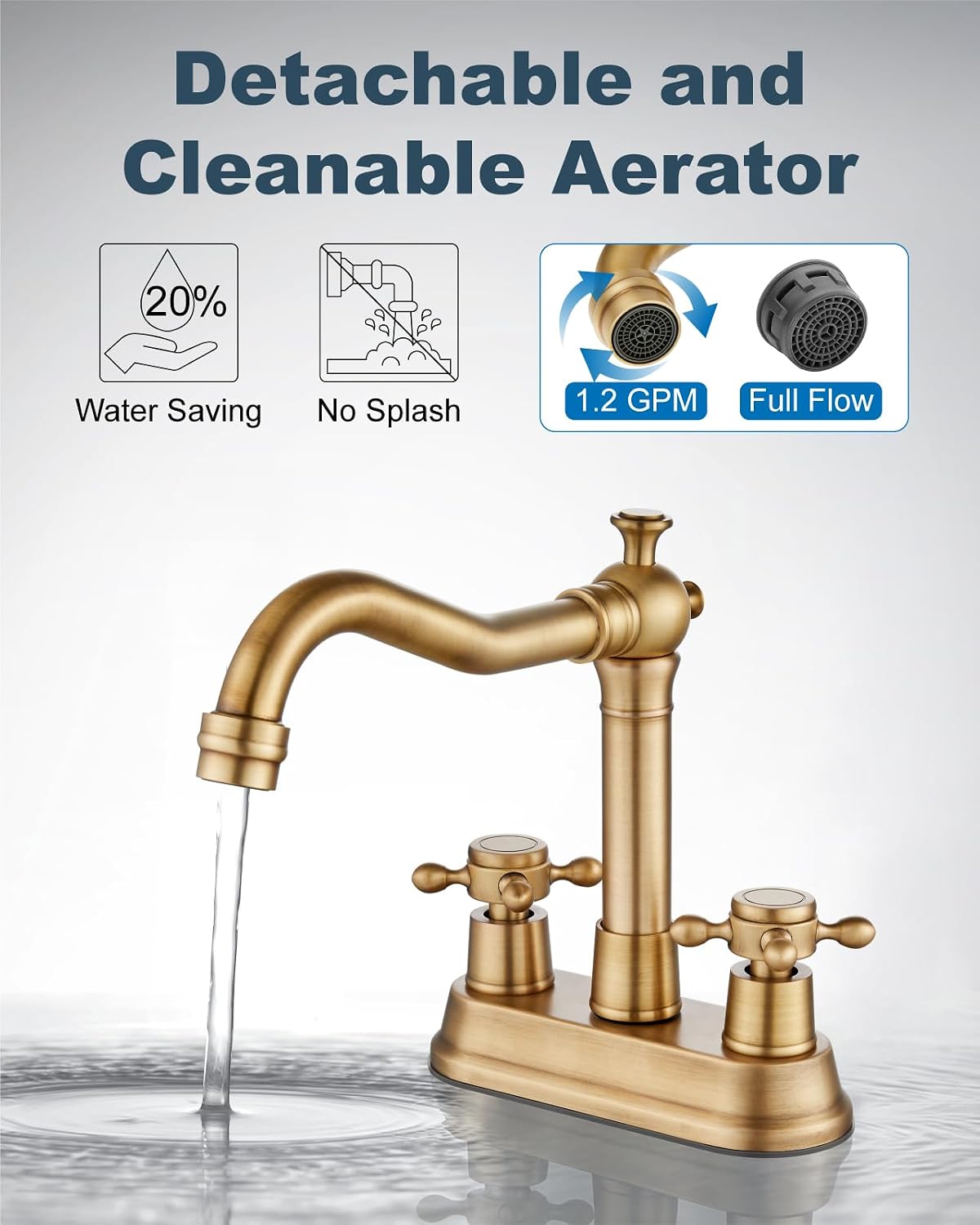 4 Inch Centerset Bathroom Sink Faucet 2 Handle Antique Brass