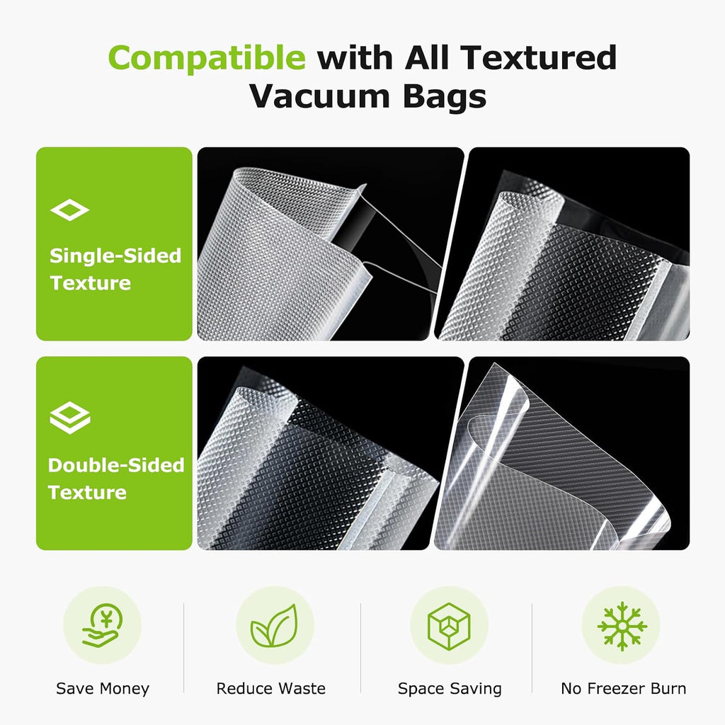 Bonsenkitchen Vacuum Sealer with Easy Handle Design,1 Bag Roll & 10 Bags