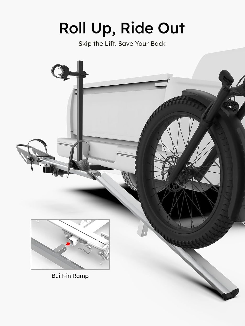 Young Hitch Mount Single Bike Rack with Ramp, 100 lbs Capacity