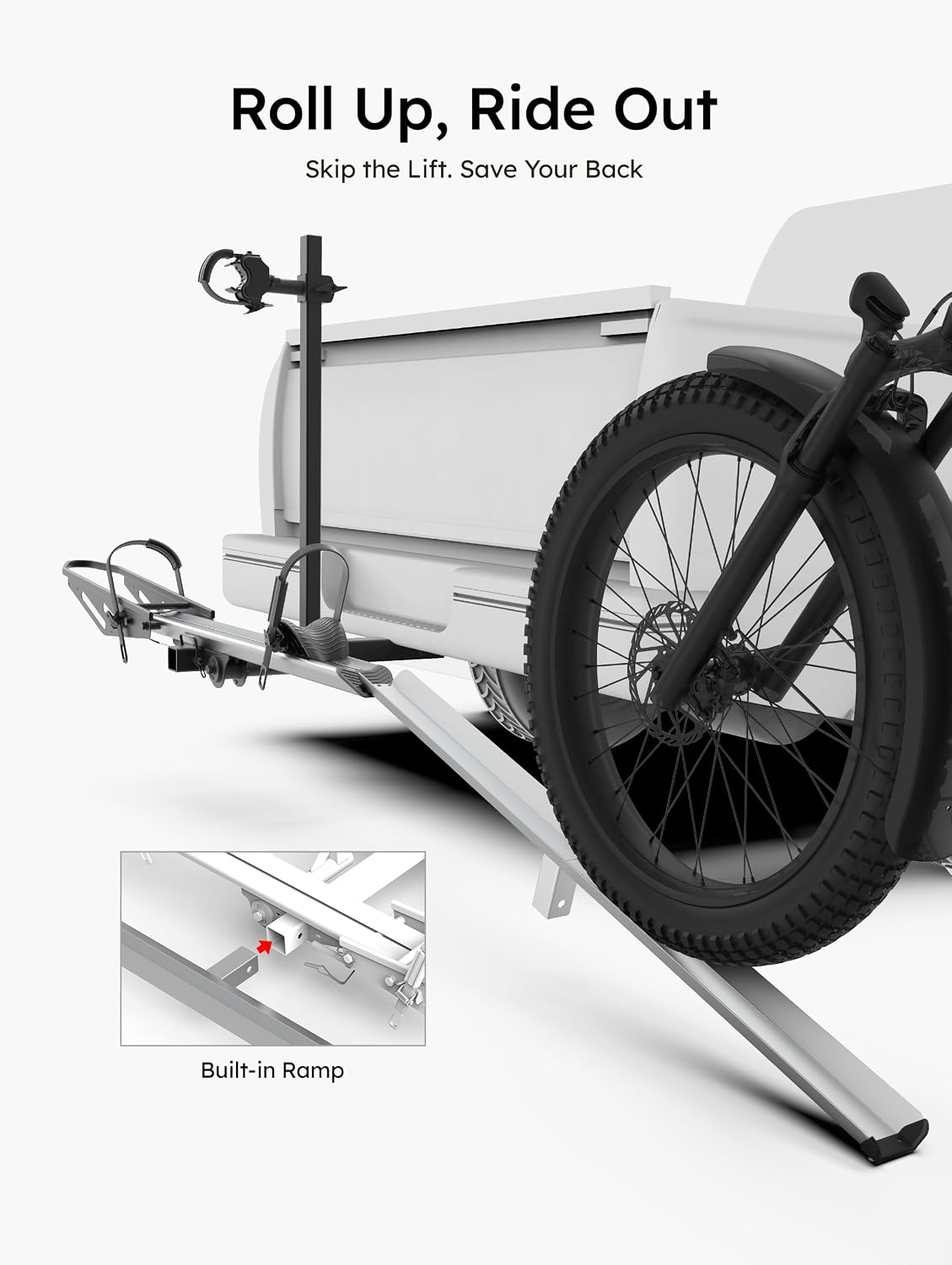 Young Hitch Mount Single Bike Rack with Ramp, 100 lbs Capacity